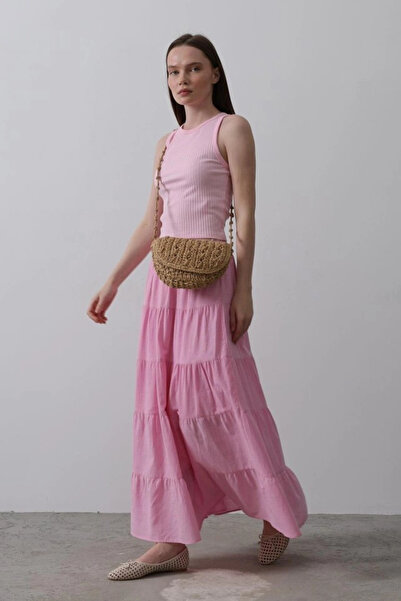 nedo7 Layered Linen Skirt - Candy Pink