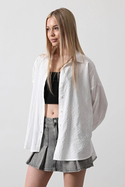 nedo7 Striped Long Sleeve Shirt - White