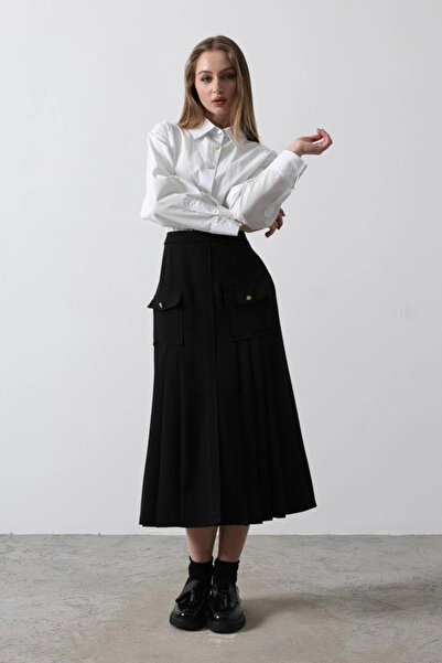 nedo7 Pleated Contrast Shirt Dress - White