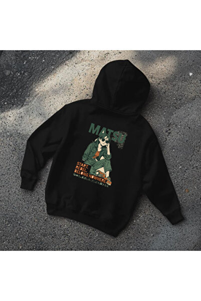 ELNOYA سويت شيرت مريح بأكمام طويلة للجنسين باللون الأسود مطبوع خيطًا من نوع “...