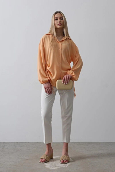 nedo7 قميص أيروبين بتفاصيل الأنابيب - سلمون