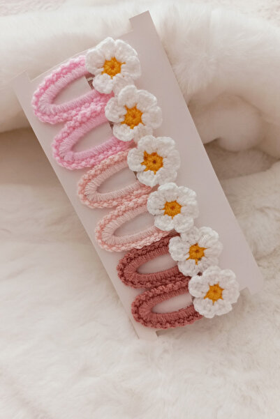 zanaatçı anne Set de 6 catarame colorate cu flori de margarete, realizate man...