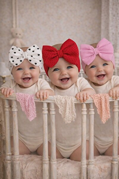 Arin Baby 3-Piece Baby Girl Stylish Hair Band with Bow/Baby Girl Bandana/Baby...