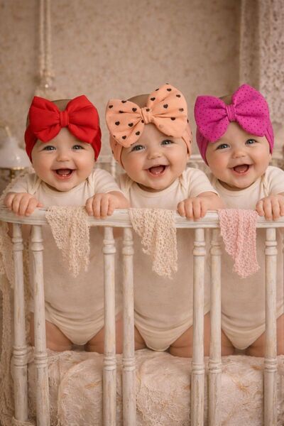 Arin Baby 3 LÜ KIZ BEBEK FİYONKLU ŞIK SAÇ BANDI/KIZ BEBEK BANDANA/KIZ BEBEK S...