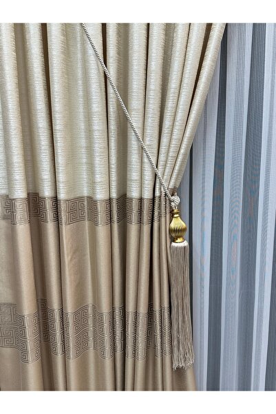 SEILL Panel Backdrop Curtain Satin Mink&Cream 1/3 Frequent Pleats (1 Panel)