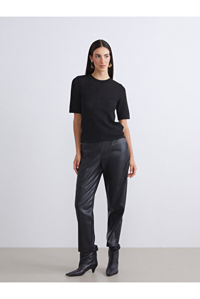 LC Waikiki LCWAIKIKI Pantaloni clasici negri cu talie elastică pentru femei, ...