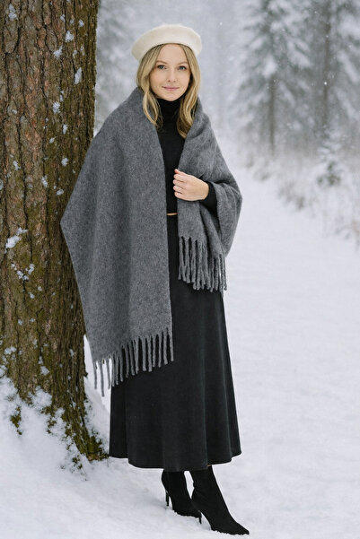 luwian Premium Yumuşak Dokulu Püsküllü Kışlık Şal