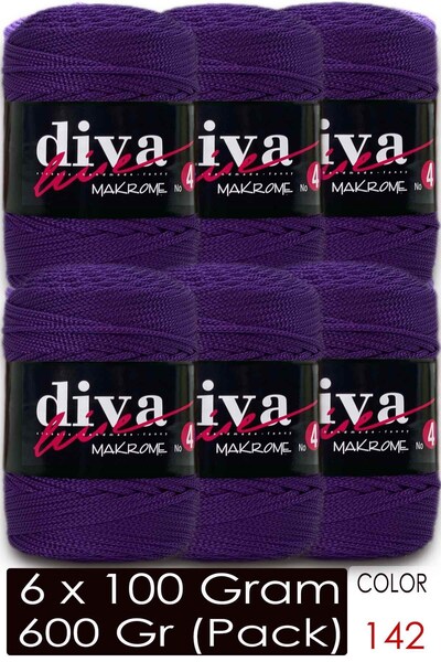 Diva İplik Diva Macrame Cord Thick (No:4) 142 Purple (Pack of 6)
