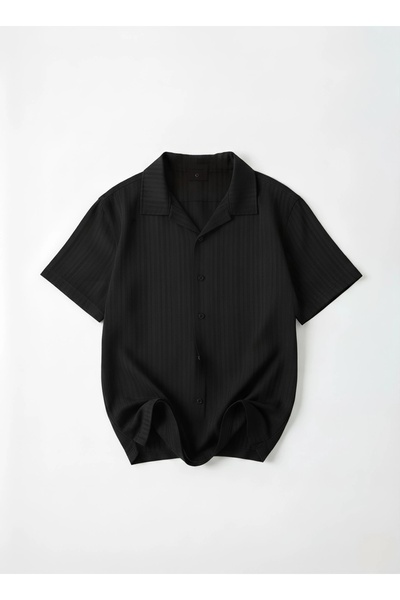 Wonraces Men's Comfortable Fit Apache Collar Patterned Short Sleeve Linen Shirt