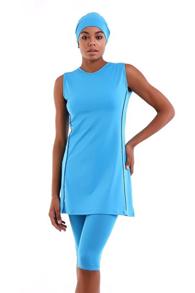 aydenahome ملابس سباحة نسائية محتشمة بتصميم نصف مغلق بدون أكمام مع وسادة صدر ...