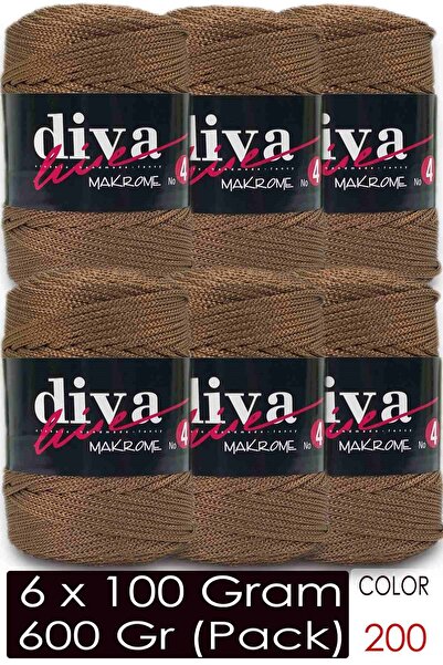 Diva İplik Diva Macrame Cord Thick (No:4) 200 Brown (Pack of 6)