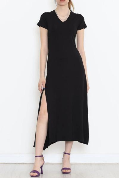nedo7 V-Neck Dress Black