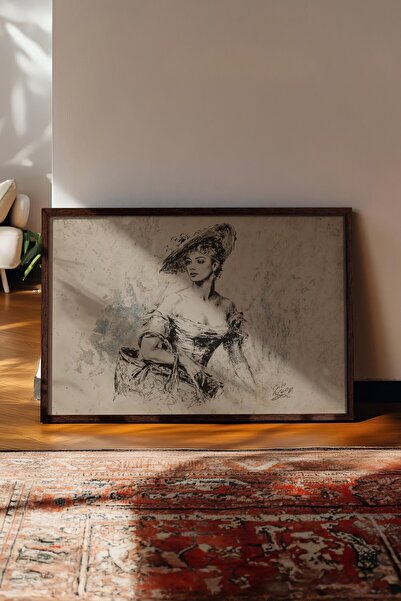 Postifull Tablou vintage, poster cu rama maro, decor de perete vintage