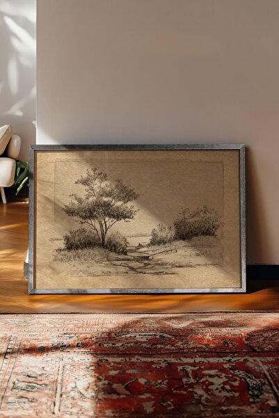 Postifull Tablou vintage, poster cu rama argintie, decor de perete vintage