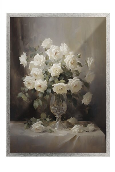 Postifull Vintage Tablo, Gümüş Çerçeveli Poster, Vintage Duvar Dekoru