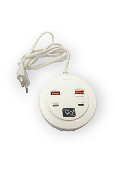 Mustran Hızlı Şarj İstasyonu PD 20W + QC 3.0 Masaüstü 4 Portlu Çoklu Şarj Ada...