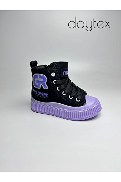 Daytex Black Lilac High-Top Girls' Boots |   Sporty Sneaker Style Baby Shoes