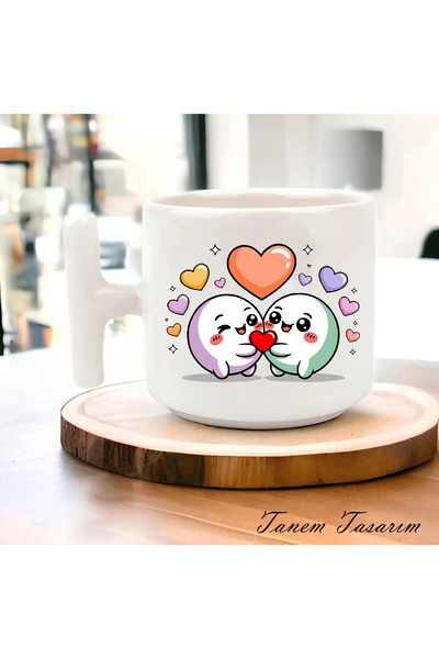 Tanem Tasarım Cup Coffee Tea Cup Gift Valentine's Day 012 - t Handle Mug