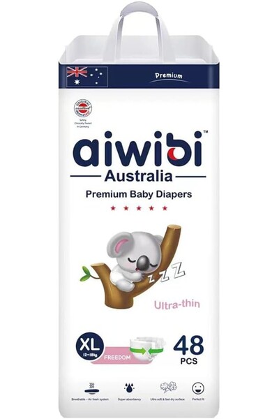 Aiwibi حفاضات سلسلة لايت فيذر بريميوم - (مقاس كبير جدًا، 24 حفاضة)