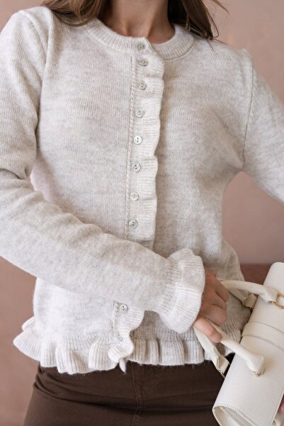 mysimy Button-Detail Soft Textured Knit Cardigan