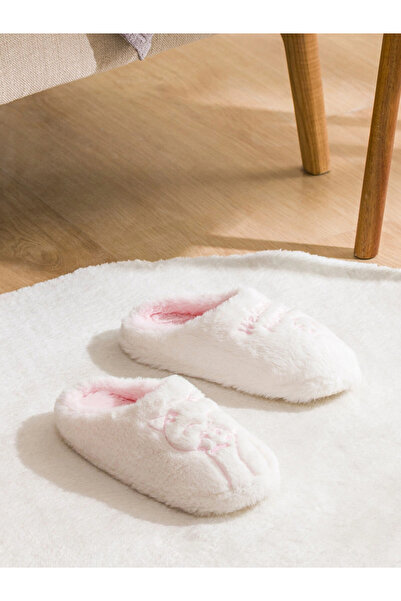 LC Waikiki Lcw Steps Ecru Cat Embroidered Women's House Slippers