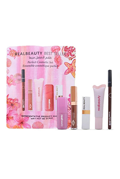real beauty طقم الأفضل مبيعا للشفاة والخدود من ريل بيوتي 5 قطع