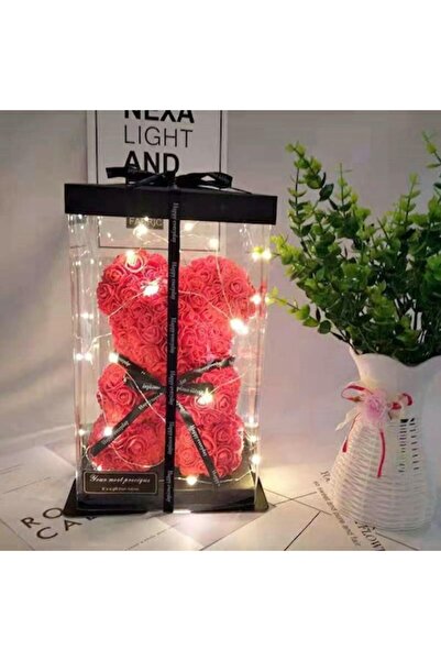 OEM Rose Bear - Red Floral Bear, 25cm, Handmade, Transparent Box