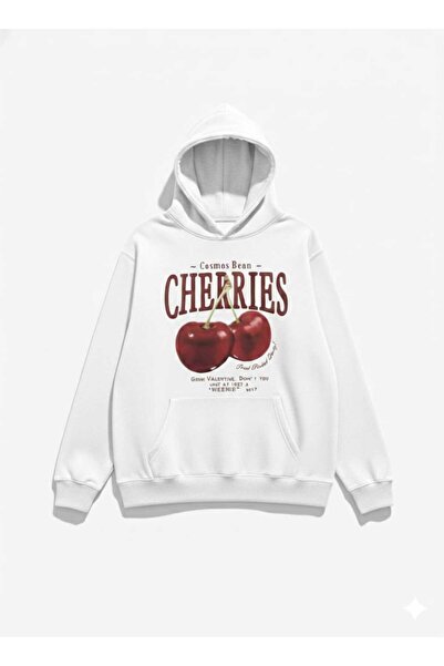 Framgan Hanorac oversize cu glugă, unisex, pentru femei, cu imprimeu cu cireș...