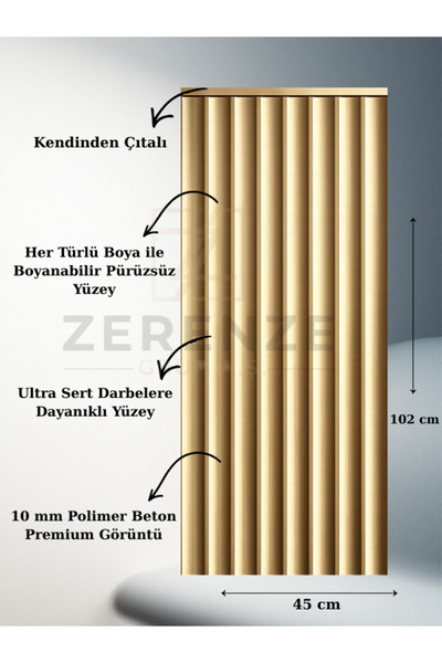 ZZDECOSTONE 3 ADET POLİMER BETON DEKORATİF 10MM DUVAR KAPLAMA PANELİ (102X45)