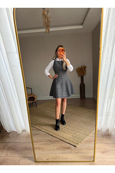 Butik Gri Tüvit Elbise