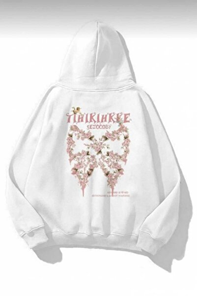 Framgan سترة نسائية مزينة بالزهور مطبوع قصة فضفاضة بغطاء رأس Pinterest