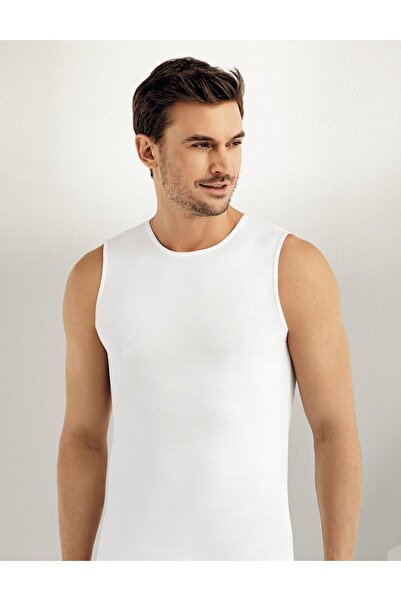 Şahinler Men'S, 95% Cotton 5% Elastane, White, Zero Sleeves (Sleeveless), Str...