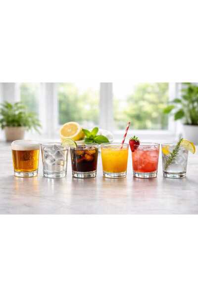 Flare Transparent Glass Cup, 230 ml, Set of 6 Pieces