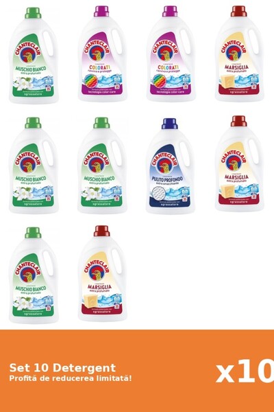 Chanteclair Set 10 Detergent Chanteclair: 4xMosc Alb, 2xColor, 3xMarsilia, 1x...