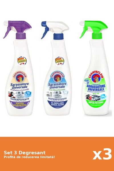 Chanteclair Set of 3 Chanteclair Degreaser: 1xWhite Musk, 1xBicarbonate, 1xLemon