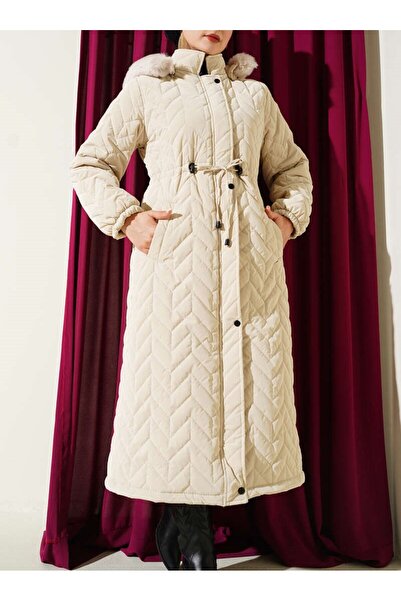 Burcia Zigzag Quilted Hooded Inflatable Jacket