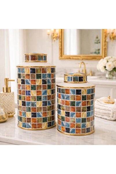 Generic Colorful Mosaic Pattern Ceramic Vase Set