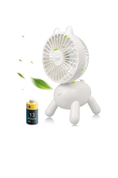 Arabest 8 Inch Small Rechargeable Mini Desk Fan with Rotating Head 13 Hours U...