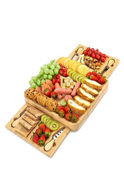 Arabest Bamboo Cheese Board and Knife Set, Serving Ttrays for Party, Home, Ne...
