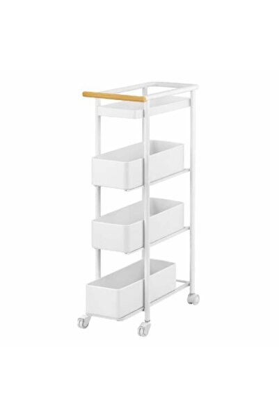 Generic عربة تخزين وتنظيم معدنية بأربعة أرفف وعجلات