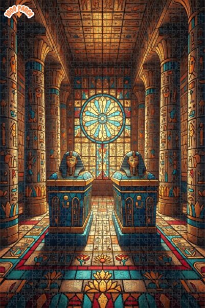 Teona Ahşap Mısır Piramitleri Sfenksleri Yağlı Boya Görünümlü Ahşap Puzzle 10...