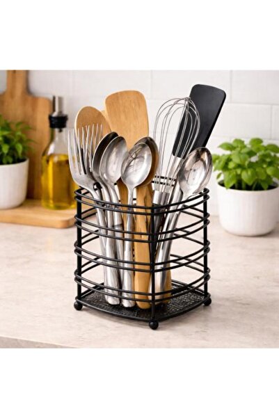 Generic حامل معدني للملاعق والشوك للمطبخ بتصميم عصري