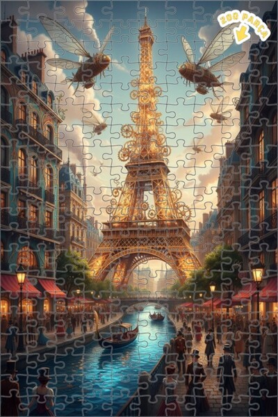 Teona Ahşap Buharlı Paris Rüyası Yağlı Boya Görünümlü Çift Katlı Çerçeveli Ah...