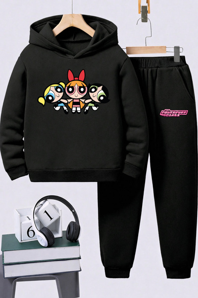 SVART WEAR Powerpuff Girls Printed Kids Premium Sweatshirt Set 2-Piece Set Ho...