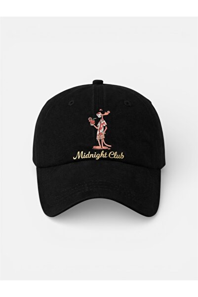 LUCEA “Midnight Club” Desenli Siyah Cırtlı Şapka | Unisex Ayarlanabilir Cap