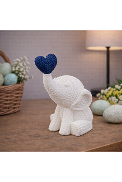 Sani Statuetă decorativă Sani, Elefant 92 x 62 x 123 mm, alb/albastru închis