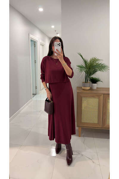 BİRCANÇİL Set rochie bluză Derta Burgundy