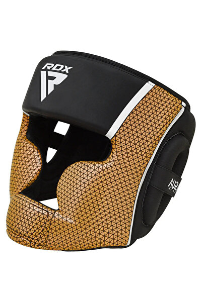 RDX Aura Plus T-17 Boxing Helmet, Black/Gold, XL