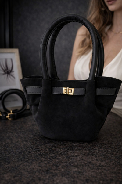 valleron Kadın Siyah Süet El Çantası – Zamansız Premium Tasarım