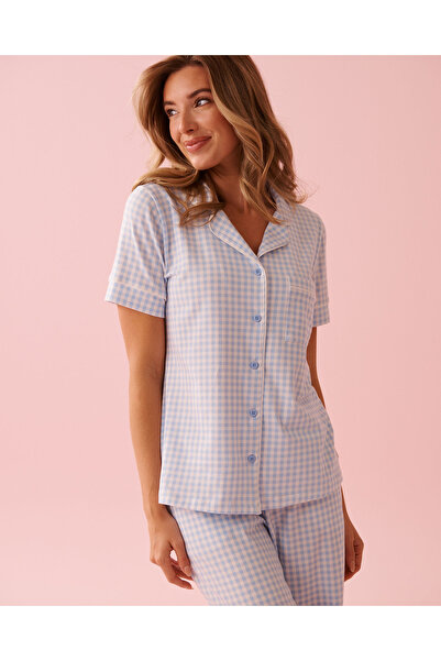 La Vie en Rose قميص قطني بأكمام قصيرة وأزرار